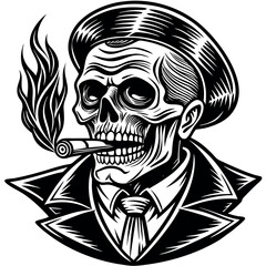 Skull in retro vintage style. Vector illustration.