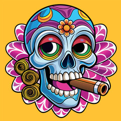 Skull in retro vintage style. Vector illustration.