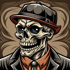 Skull in retro vintage style. Vector illustration.