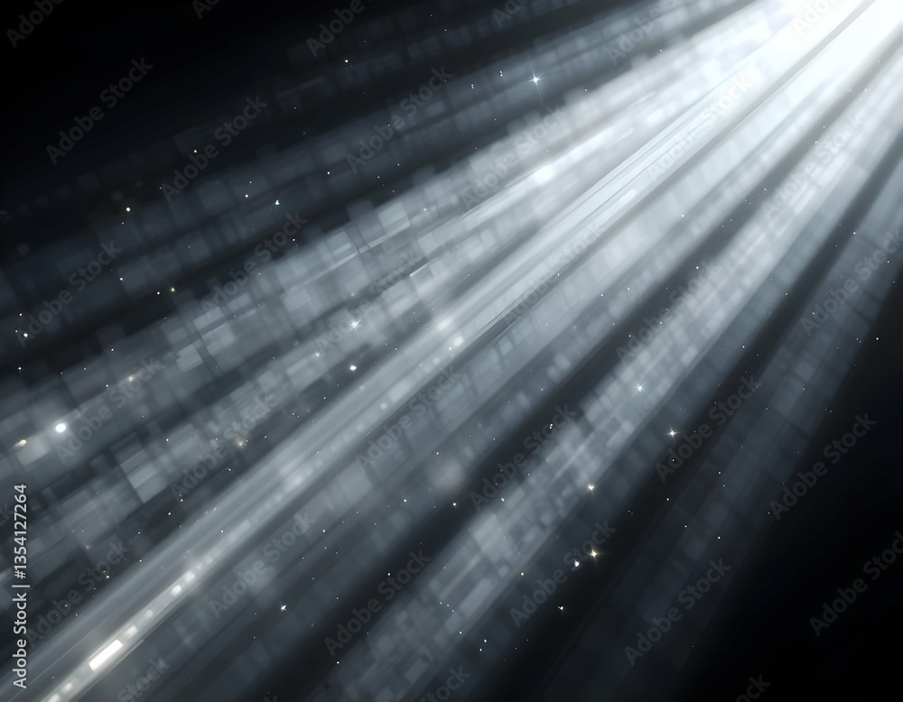 Poster rays of light shining through dark abstract background sparkle effect