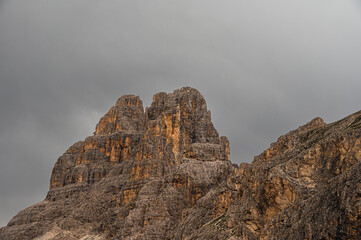nature sceneries on the trail inside the Catinaccio mointain range, Vico di Fassa, Val di Fassa,...