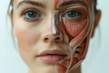 Human Anatomy Study Model Showing Facial Muscles and Features with Detail