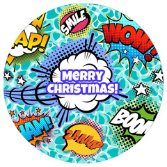 vector illustration of an abstract background. Merry Christmas, circle, round, ball icon. Comics elements.
