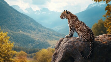 Obraz premium majestic leopard on mountaintop