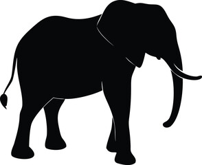 Fototapeta premium Black Elephant Silhouette Vector – Majestic Wildlife Clipart for Design and Print