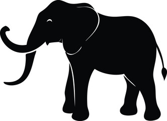 Fototapeta premium Black Elephant Silhouette Vector – Majestic Wildlife Clipart for Design and Print