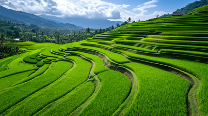 Obraz premium Stunning Terraced Rice Paddies In Indonesia
