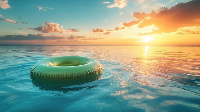 Sunset ocean floatie serene tropical paradise