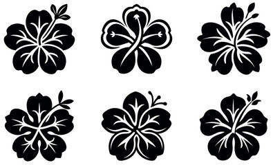 Simple Black and White Hibiscus Flower Design on a white background