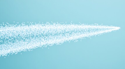 A stylized illustration of a stream of white particles