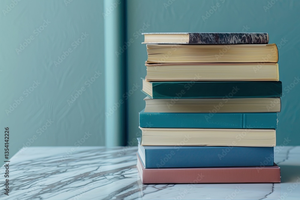 Aufkleber clear pixel image of stack of various books on a table