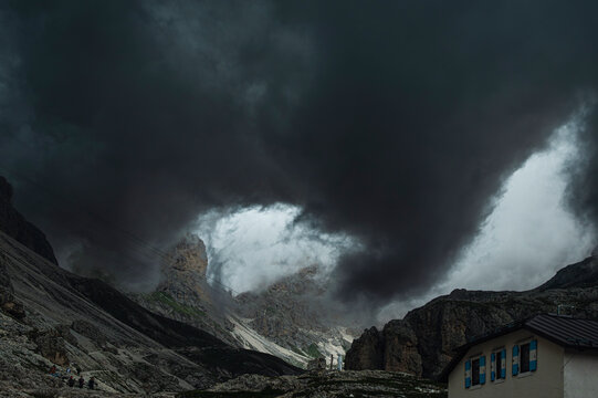 nature sceneries on the trail inside the Catinaccio mointain range, Vico di Fassa, Val di Fassa, Dolomites, Italy