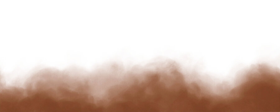Realistic brown dust cloud rising from the ground with transparent background, ideal for visual effects and motion design