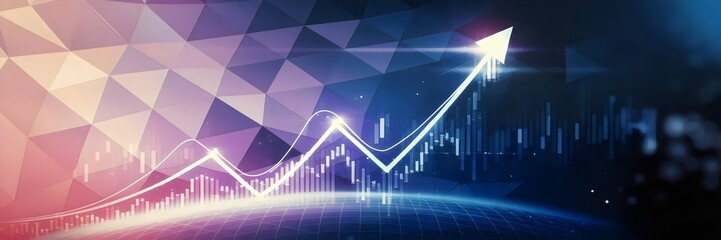 Sleek futuristic illustration of a glowing graph chart with digital grid – Great for data analysis, technology, or business branding.