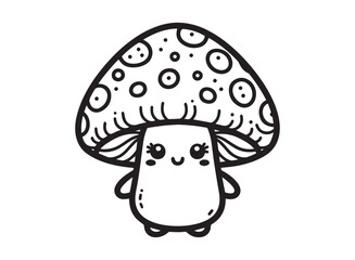 Cute Cartoon Mushroom in Enchanted Forest