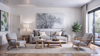 Fototapeta premium Modern living room with a minimalist design