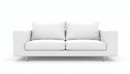 modern white sofa with minimalist design, featuring plush cushions and sleek lines, perfect for contemporary living spaces