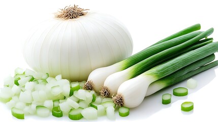 White onion, spring onions, diced.