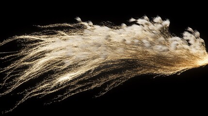 Beautiful wispy plants flowing in the dark with golden highlights