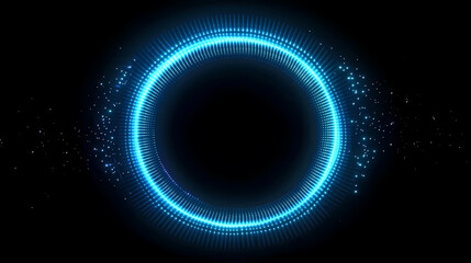 Glowing blue ring with light spots on dark background