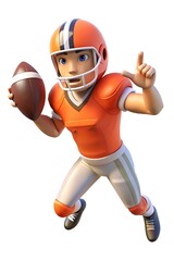 3D Quarterback Throwing a Pass – Dynamic Football Player in Action, Transparent PNG

