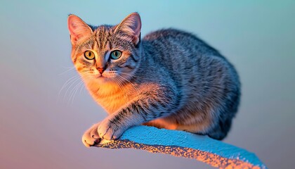 Studio Cat for Heterochromia, Colorful Background.