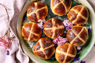 Traditional Easter hot cross buns pastry