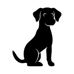 dog black silhouette vector, Simple silhouette Design vector icon with white background.