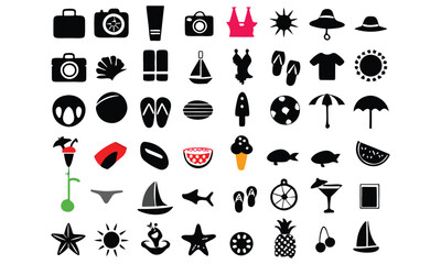 Obraz premium Summer Flat Design Icon Set