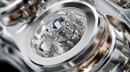 Detailed close-up of intricate gears and mechanisms, futuristic engine,  modern technology design