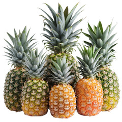 Obraz premium Fresh Pineapples Cluster | Tropical Fruit Isolated on transparent background
