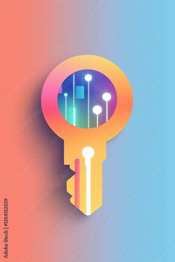 Poster cyber key unlocking access to voter rights digitally