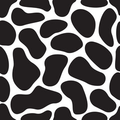 Seamless Black and White Abstract Cow Print Pattern – Organic Fluid Design