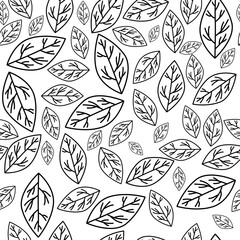 leaves seamless print in line work