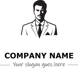 a man silhouette black and white for logo company vector image