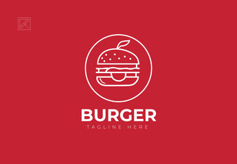 Burger Logo Design With Red Background