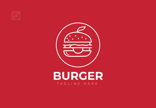 Burger Logo Design With Red Background