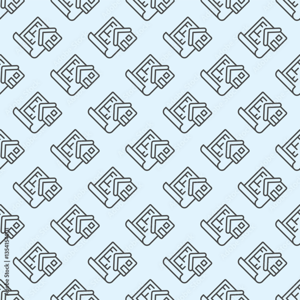 Poster building layout paper and house line seamless pattern, architect studio theme. vector graphics. proj