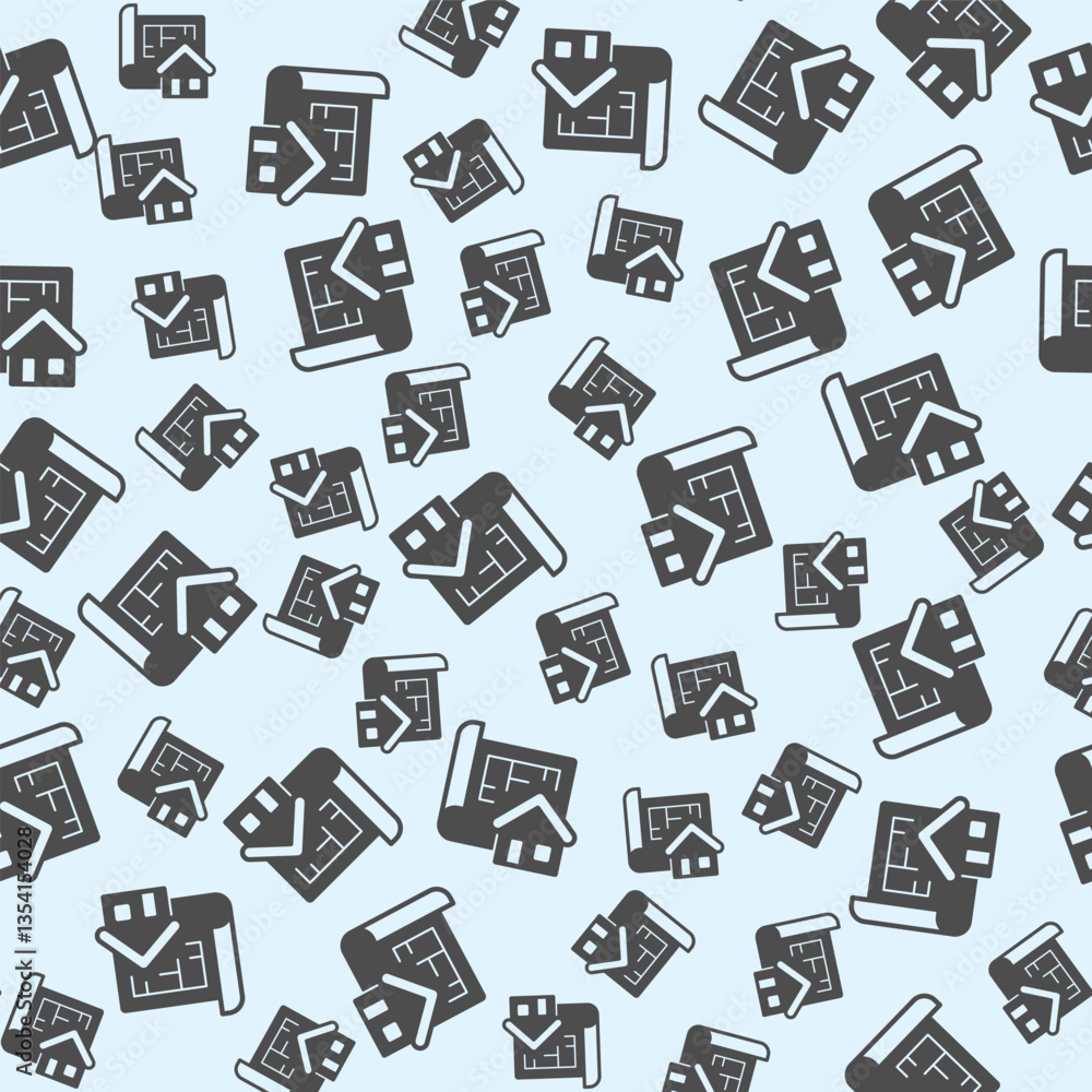 Aufkleber building layout paper and house solid seamless pattern, architect studio theme. vector graphics. pro