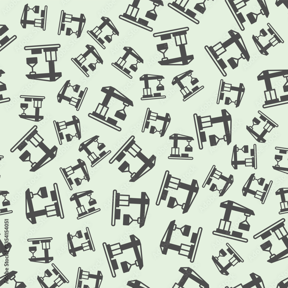 Poster crane with container solid seamless pattern, construction theme. vector graphics. cargo uplifting he