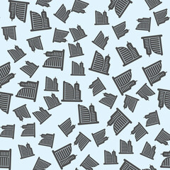 Skyscraper tower and tall building solid seamless pattern, real estate theme. Vector graphics. City skyscraper, multi storey house sign background, filled with glyphs icon.