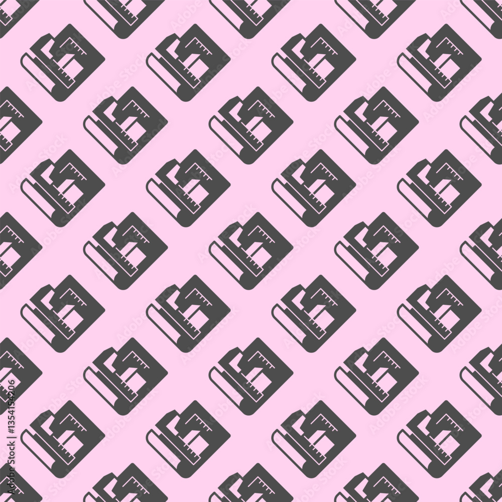 Poster caliper and house design plan solid seamless pattern, architect studio theme. vector graphics. measu