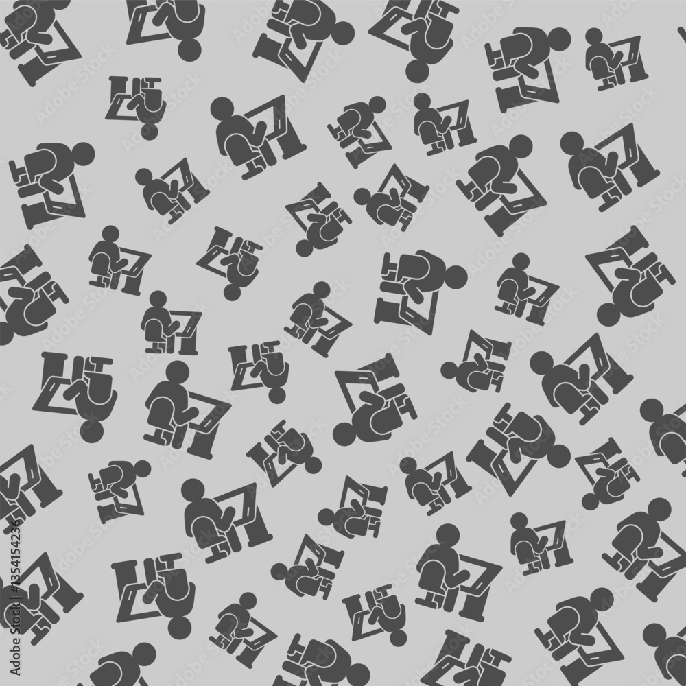 Poster architect at work solid seamless pattern, architect studio theme. vector graphics. man sitting on ch