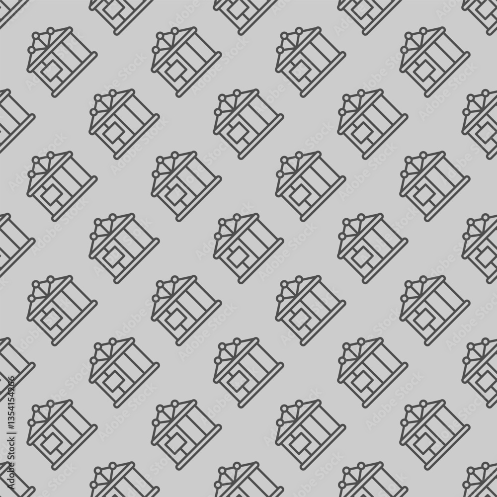 Poster house wooden frame with foundation line seamless pattern, construction theme. vector graphics. cotta