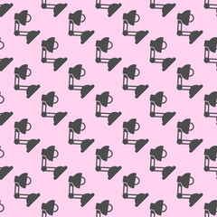 Desk lamp solid seamless pattern, architect studio theme. Vector graphics. Lightbulb lamp for design, project drawing sign with background, repeat glyph icon.