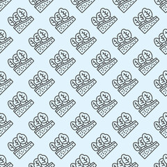 Ground cut and trees line seamless pattern, construction theme. Vector graphics. Forest nature terrain soil cut sign with background, repeat line icon.