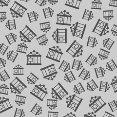 House wooden frame with foundation solid seamless pattern, construction theme. Vector graphics. Cottage building structure sign background, filled with glyphs icon.