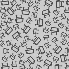 Project drawing desk solid seamless pattern, architect studio theme. Vector graphics. Architecture design table, workplace sign background, filled with glyphs icon.