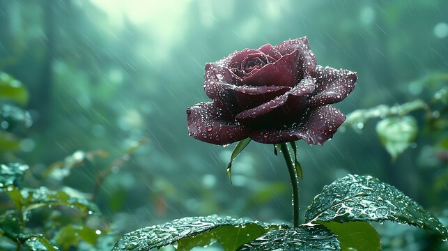 Single Rose in Rain Dramatic Nature Photography