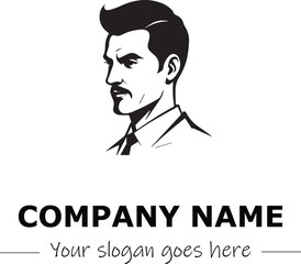 a man silhouette black and white for logo company vector image